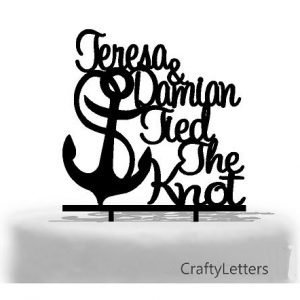 Personalised Anchor Tied the Knot Cake Topper