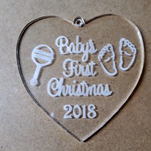 Baby's First Christmas Clear  Acrylic Bauble (10cm)