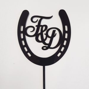 Horse Shoe with Two Letters Cake Topper