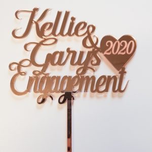Engagement Cake Topper with Year on Heart