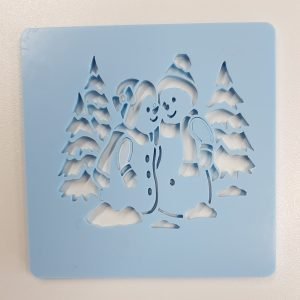 SNOWMAN AND WOMAN  PRINT  CUT OUT 8CM SQUARE