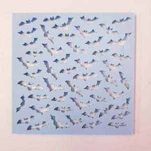 HALLOWEEN BATS PRINT  CUT OUT 8CM SQUARE (Colours may vary)
