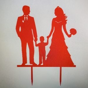 Mr & Mrs Personalised Wedding Cake Topper with Small Boy