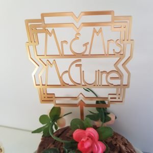 MR & MRS  ART DECO CAKE TOPPER WITH SURNAME