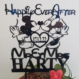 Happily Ever After Mickey & Minnie Name & Date Cake Topper