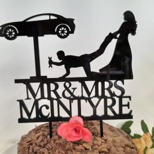 BRIDE GROOM WITH CAR CAKE TOPPER INC  SURNAME