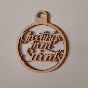 Christmas Bauble with Town/County/Country Name - Wooden